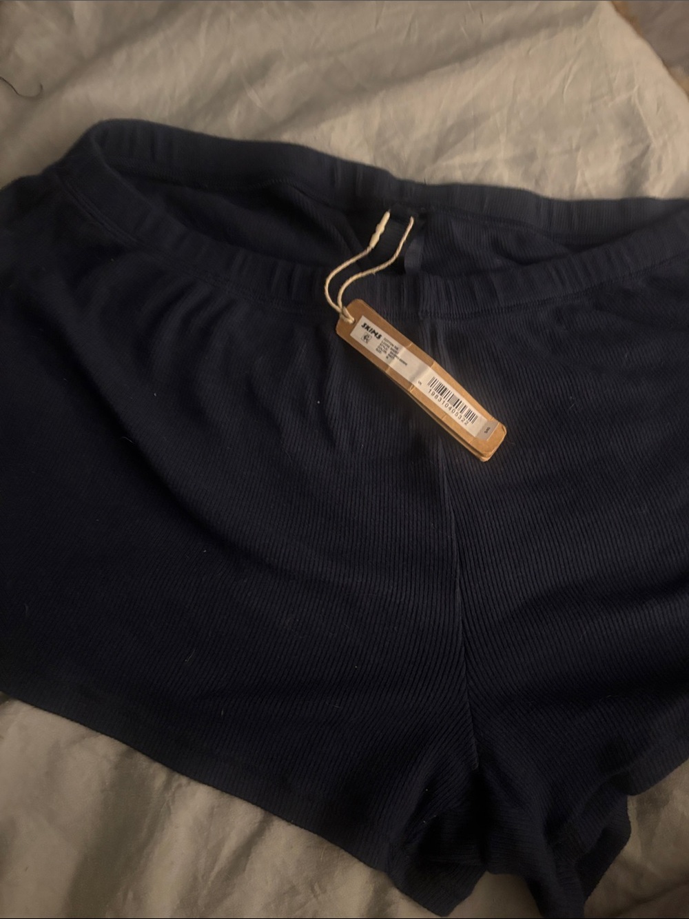 Women's Navy Ribbed Knit Shorts